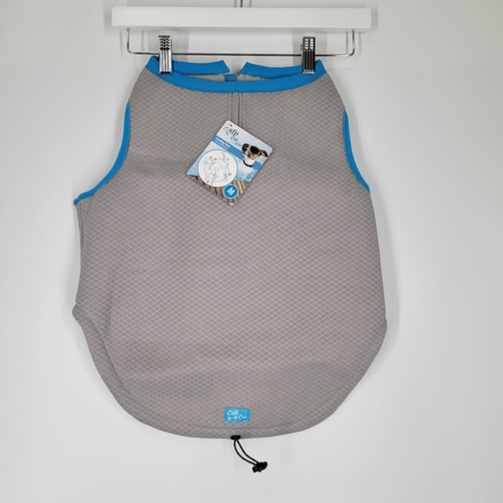 All For Paws Chill Out Dog Cooling Vest Silver Blue Mesh Size Medium NEW